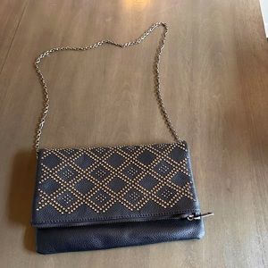 Black Faux Leather Micro Stud Clutch